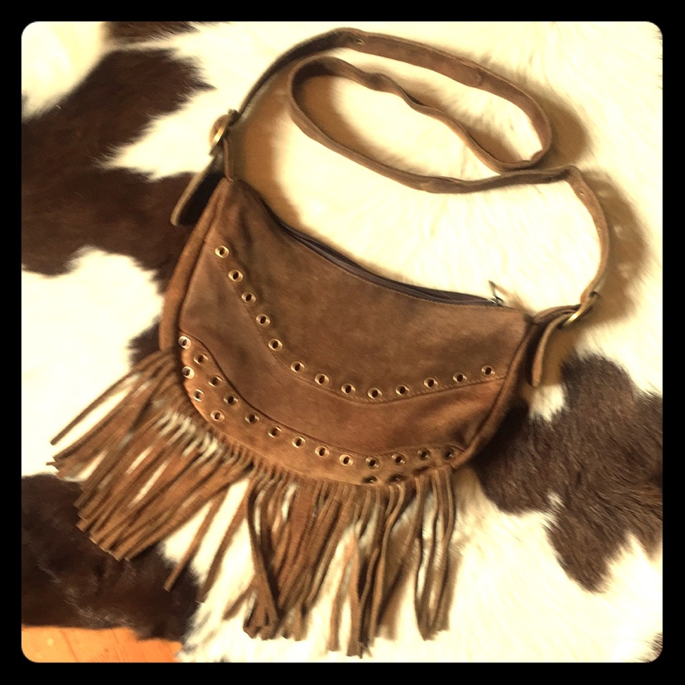 Suede fringe purse